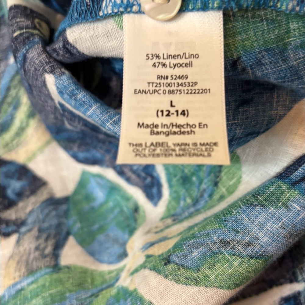 Floral Blue and Green Women’s Top - Picture 4 of 5